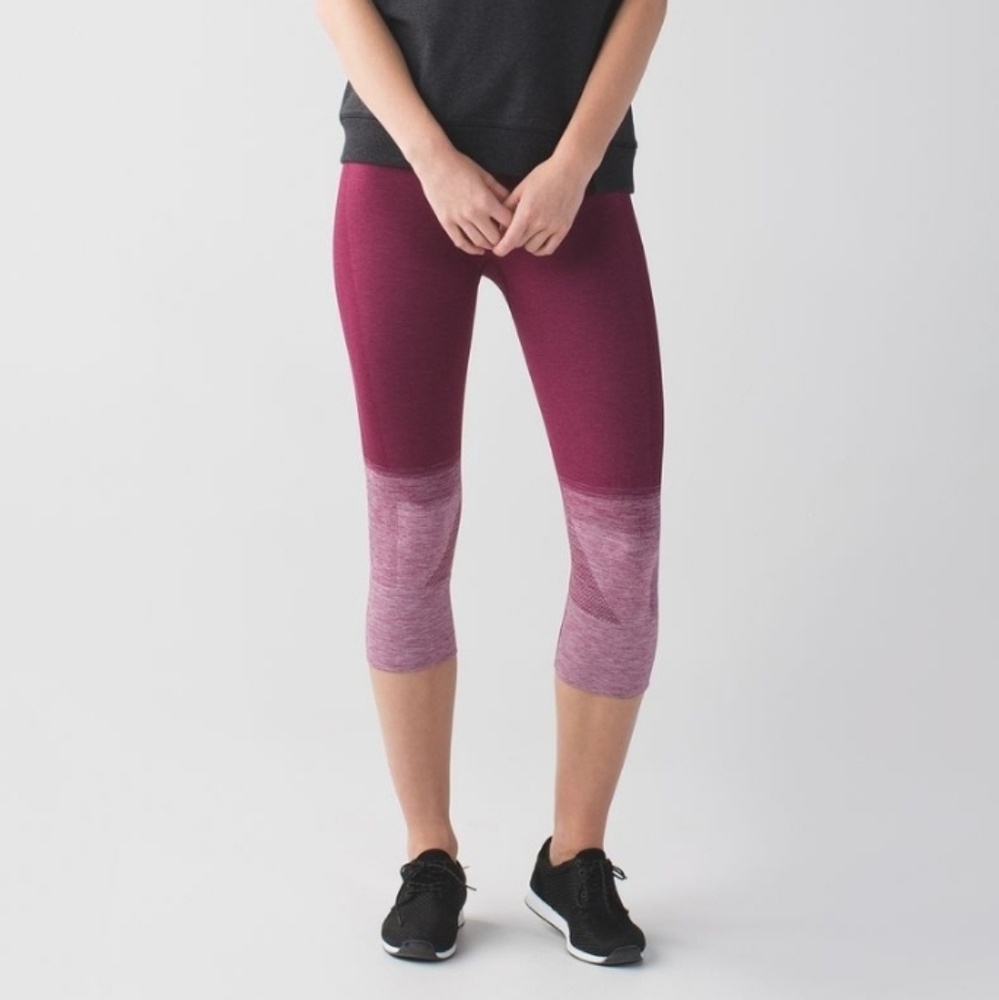 LULULEMON Womens Seamlessly Street Compression Leggings Burgundy Size 2